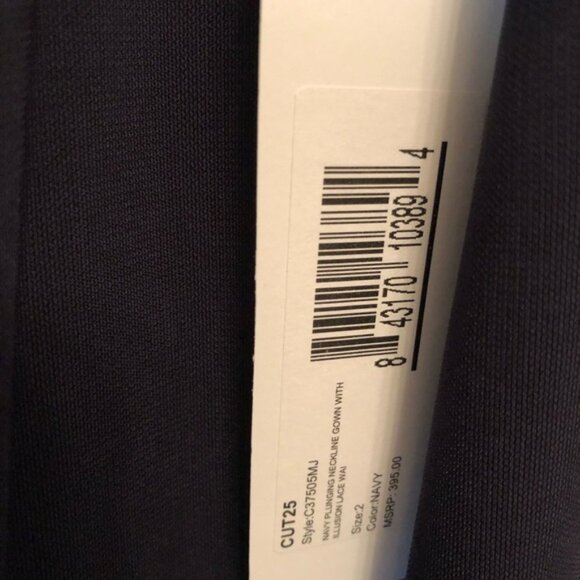 CUT 25 Illusion Lace Evening Gown Formal Dress Navy Black 2 NWT Wedding Prom - Picture 10 of 10